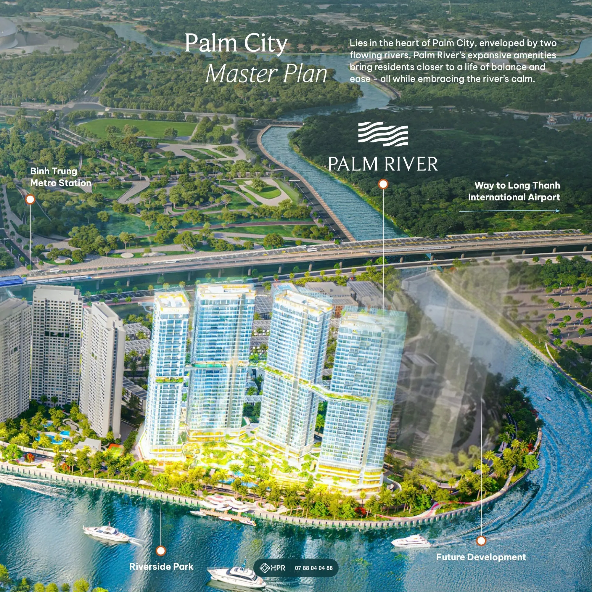 Palm Cityタウンシップ全体配置図とPalm Riverの位置