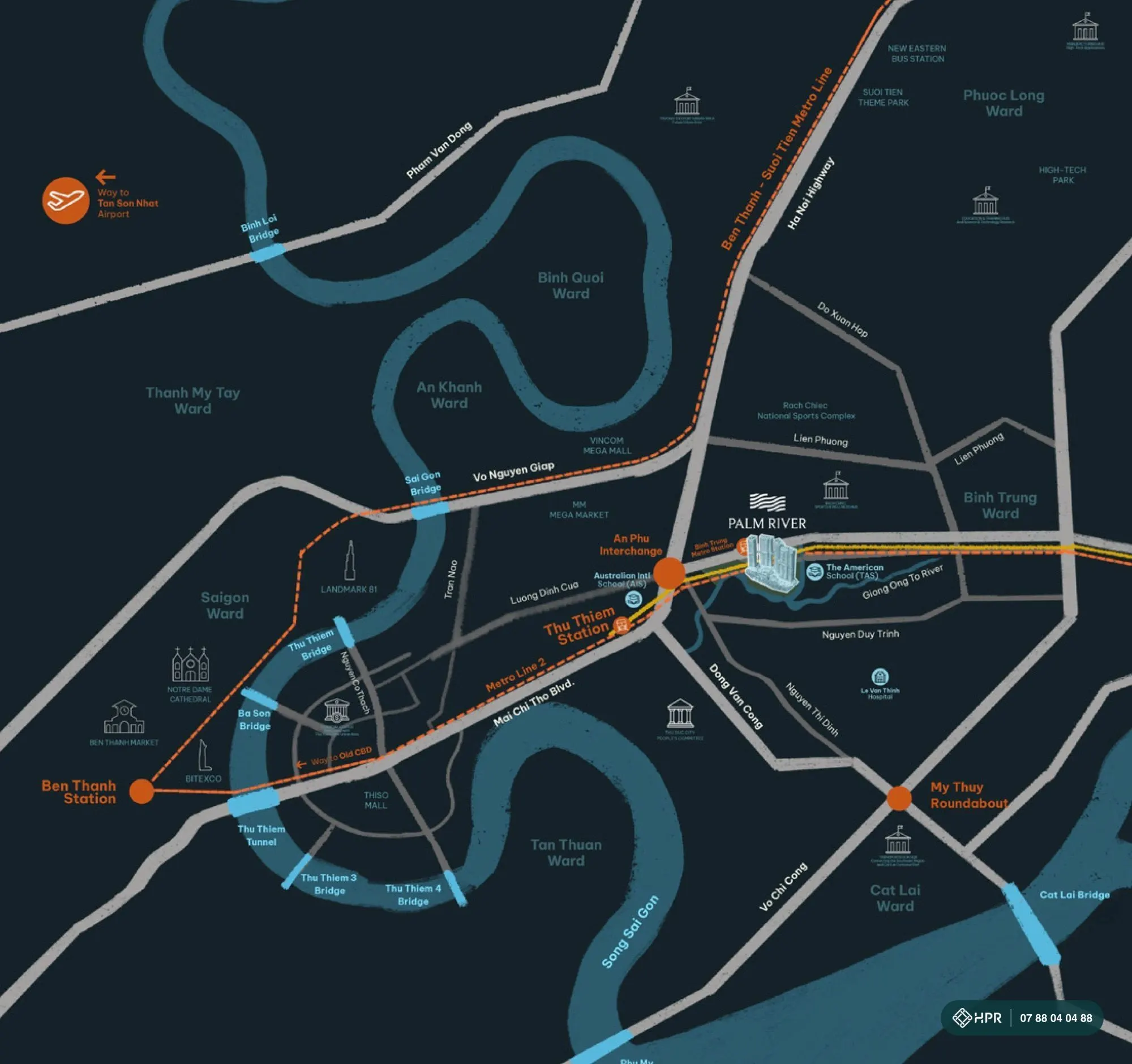 Palm Riverの位置と交通アクセス図