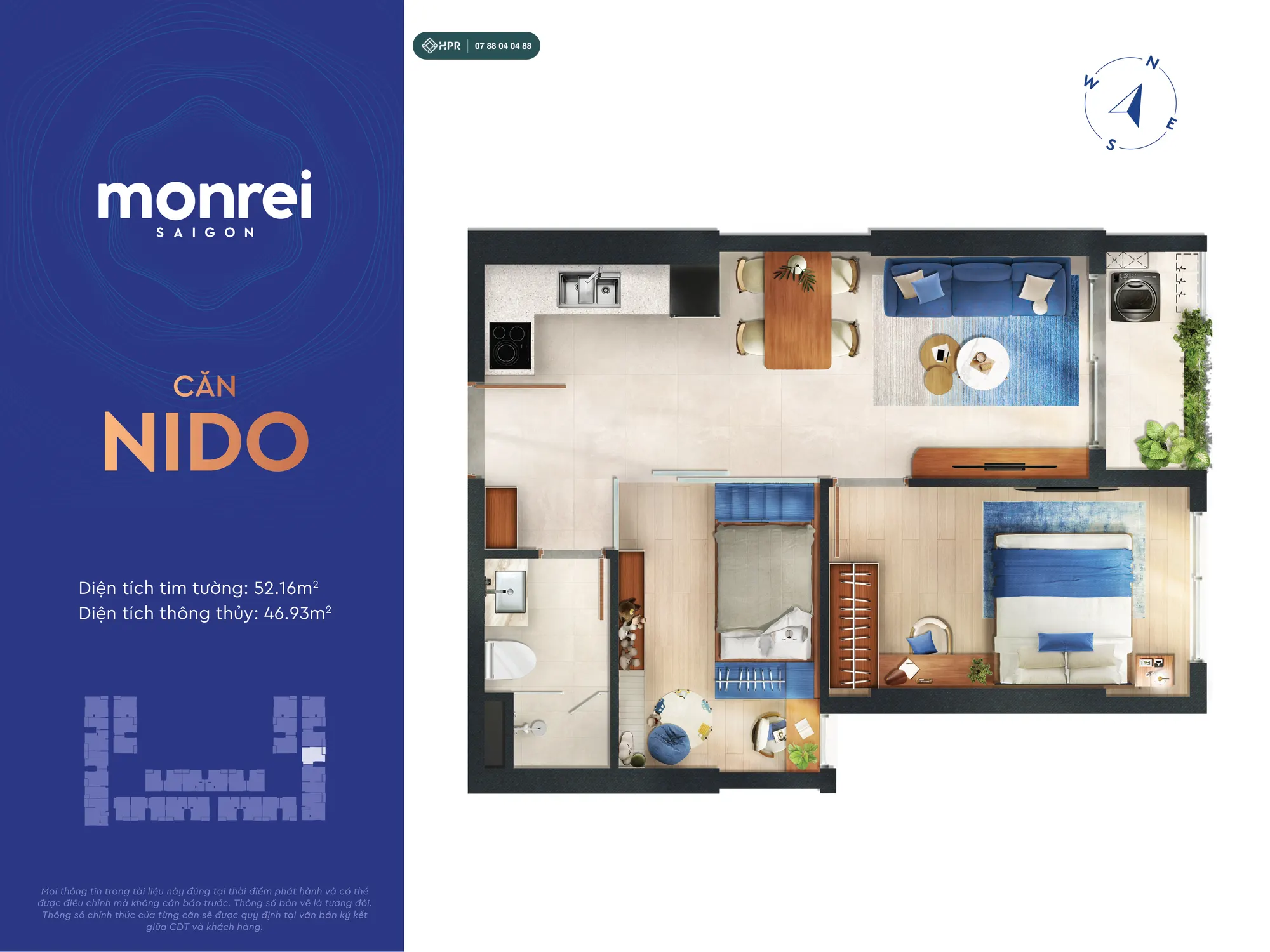 Monrei Saigon Nido(2LDK)の間取り図