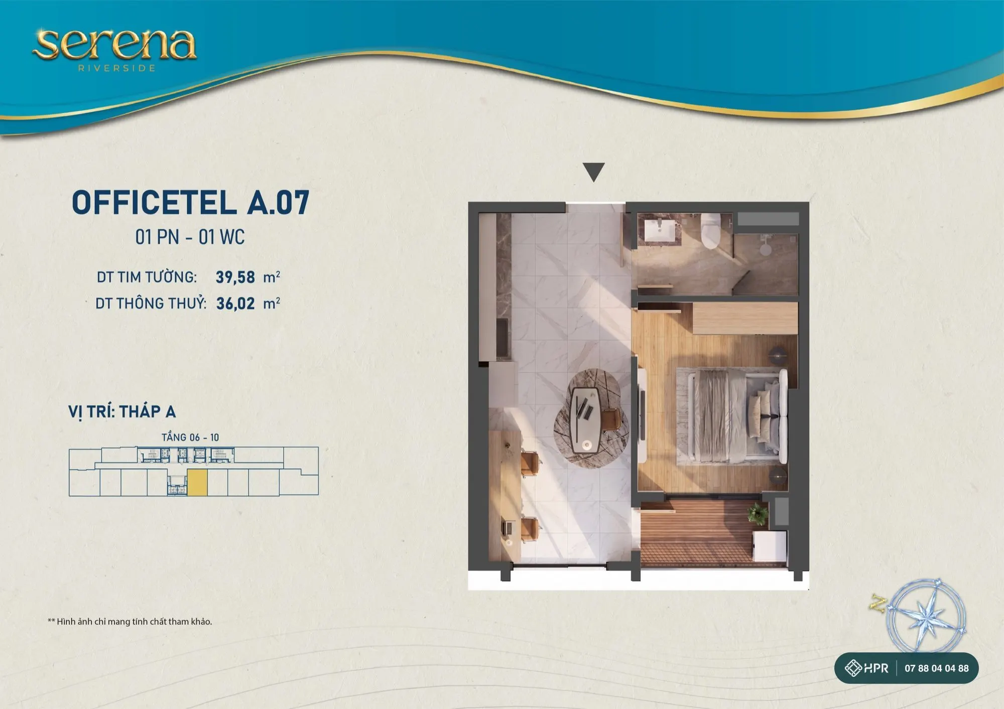 Layout officetel A.07 Serena Riverside