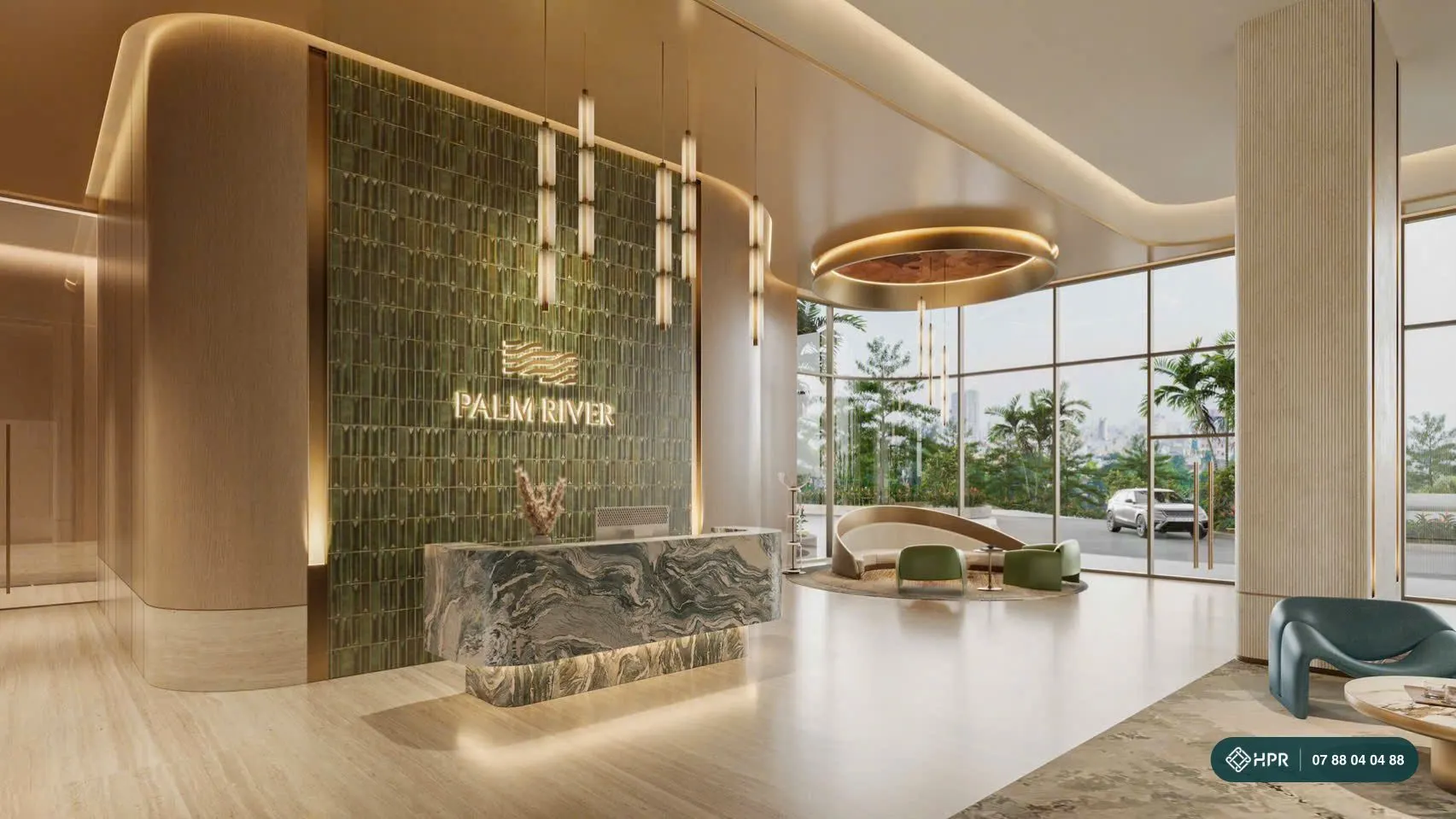 Palm Riverの居住者用エントランスロビー