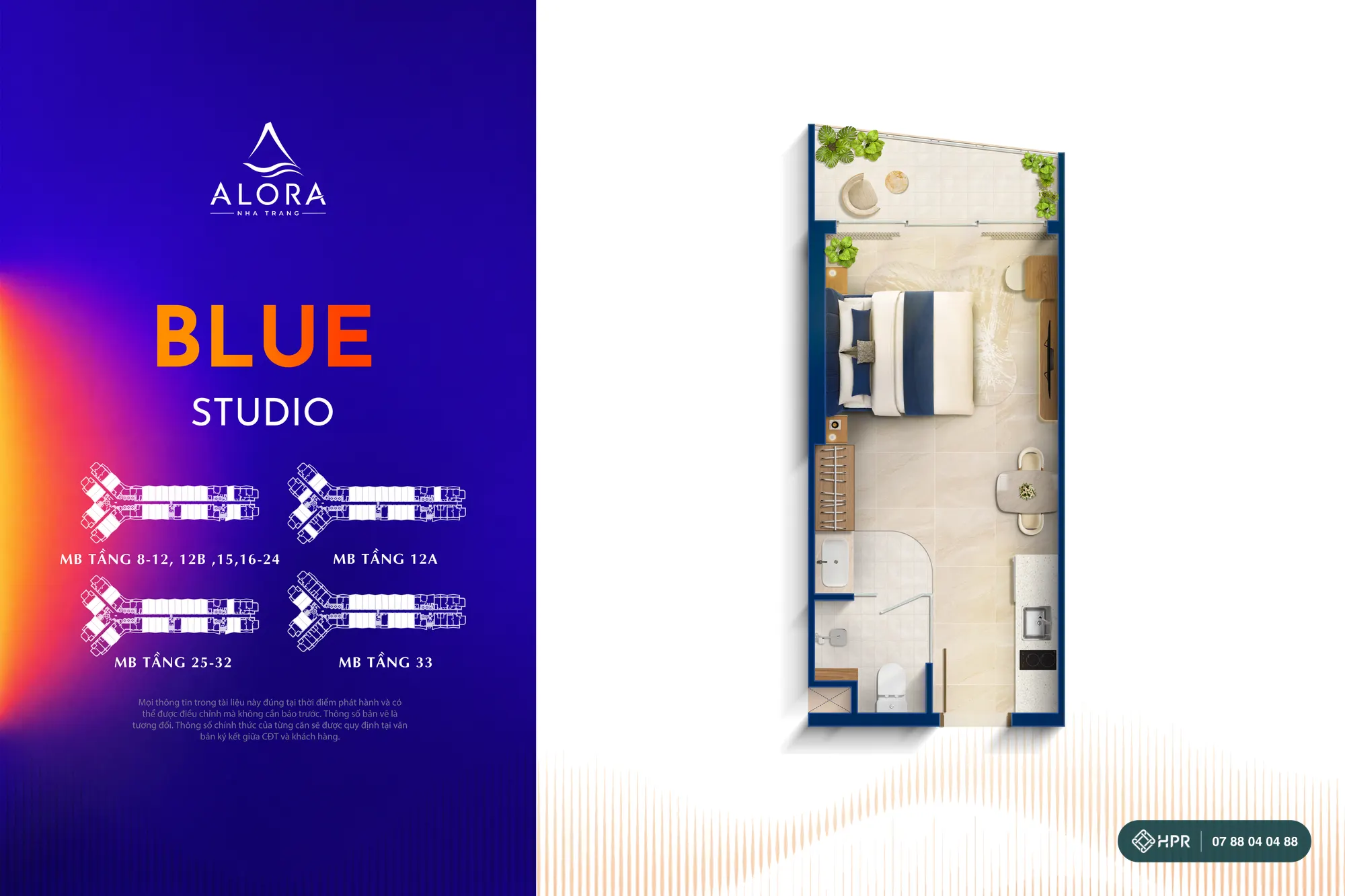 Alora Nha Trangのスタジオ Blueタイプ間取り