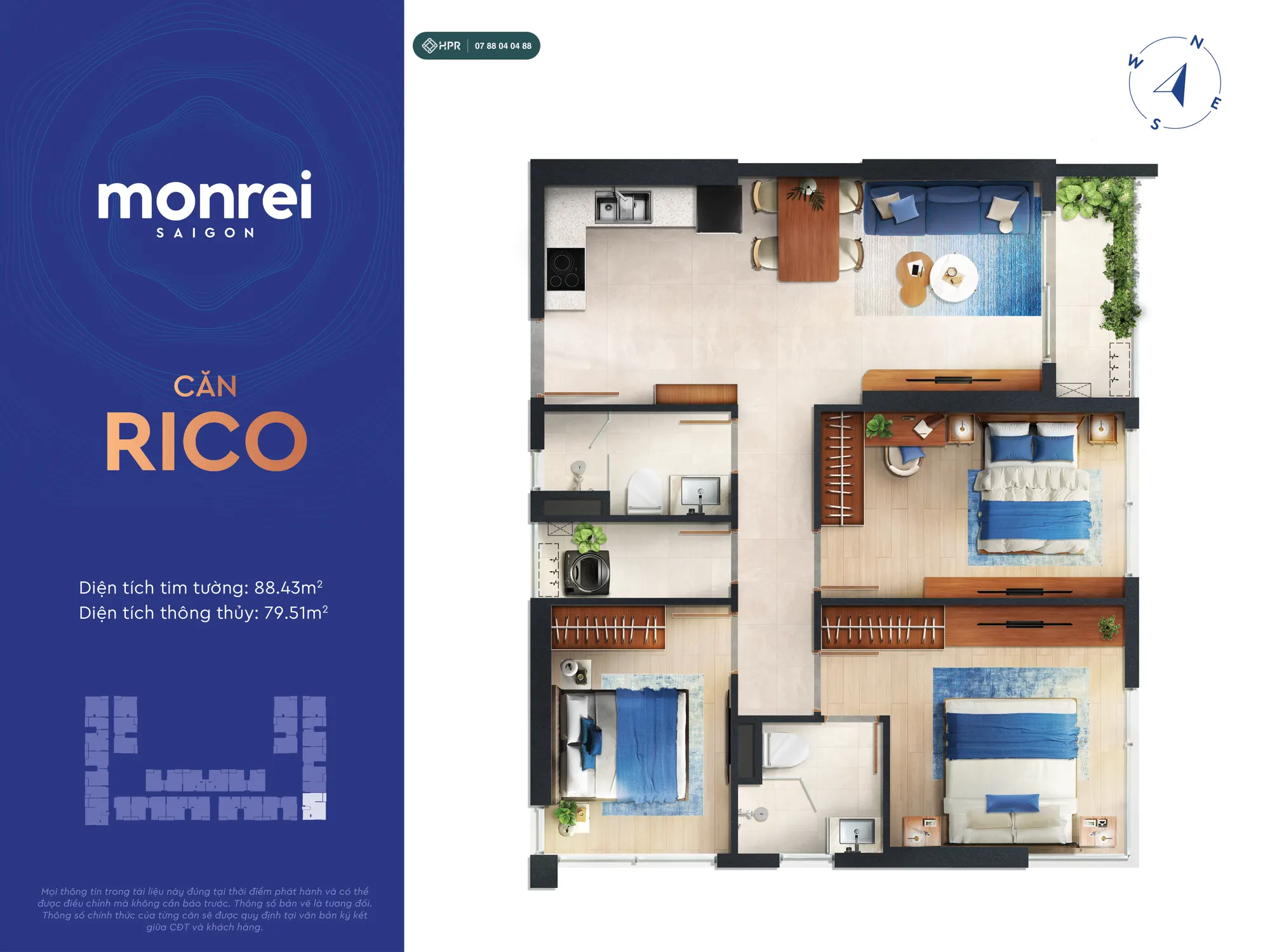 Monrei Saigon Rico(3LDK)の間取り図
