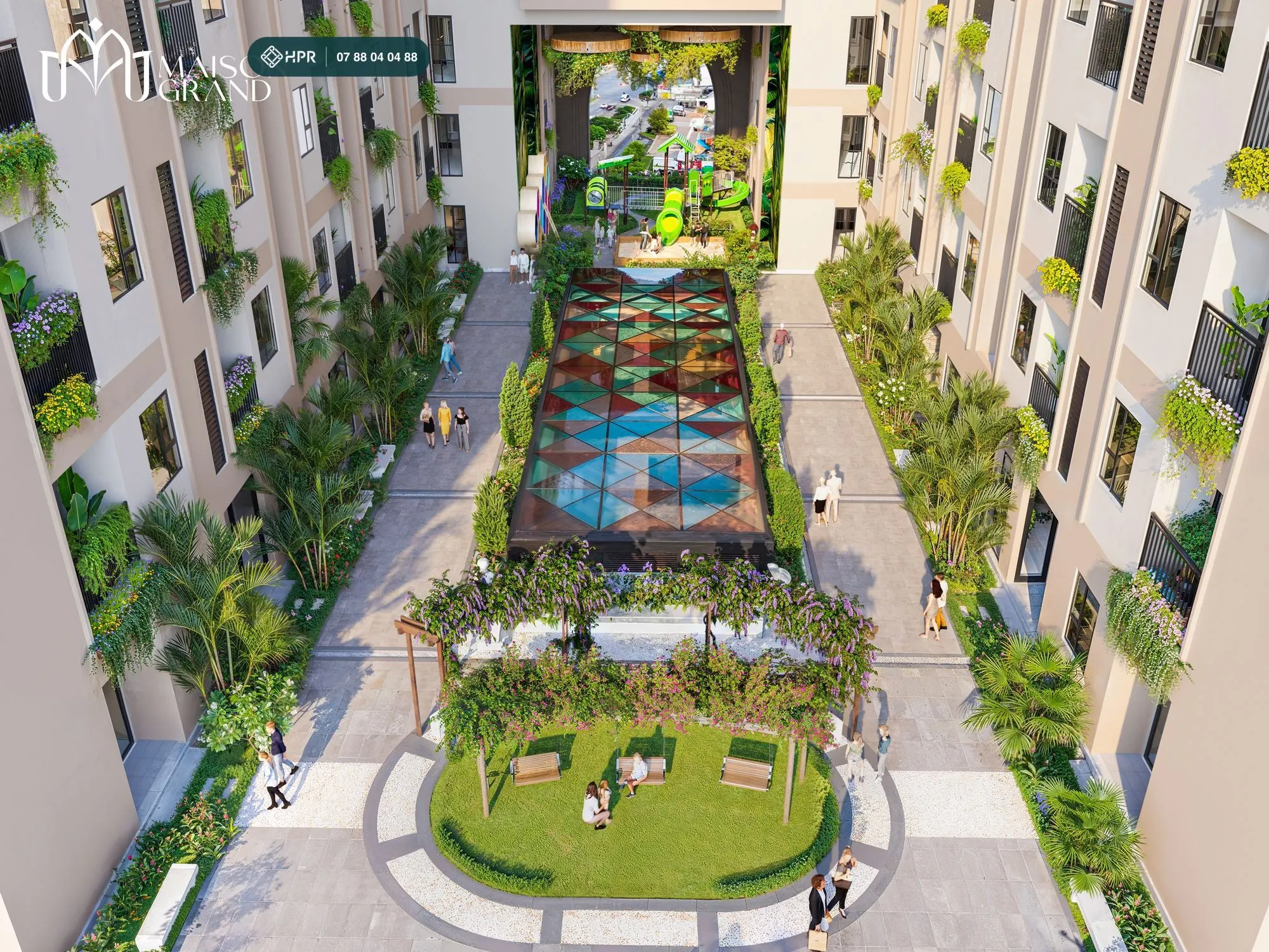Внутренний сад между двумя башнями Maison Grand Phú Mỹ
