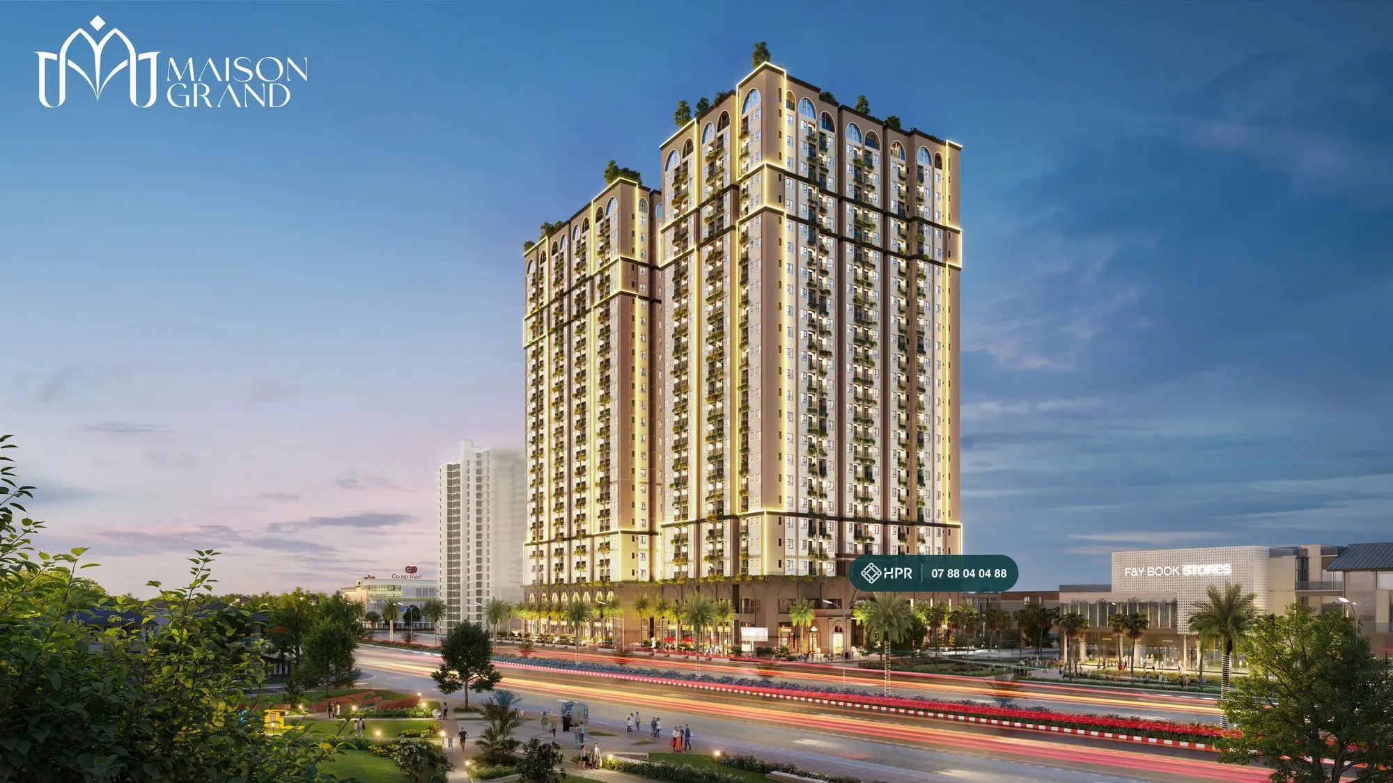 Визуализация двух башен Maison Grand Phú Mỹ на перекрёстке трассы QL51 и улицы Nguyen Trai, квартал Фу Ми