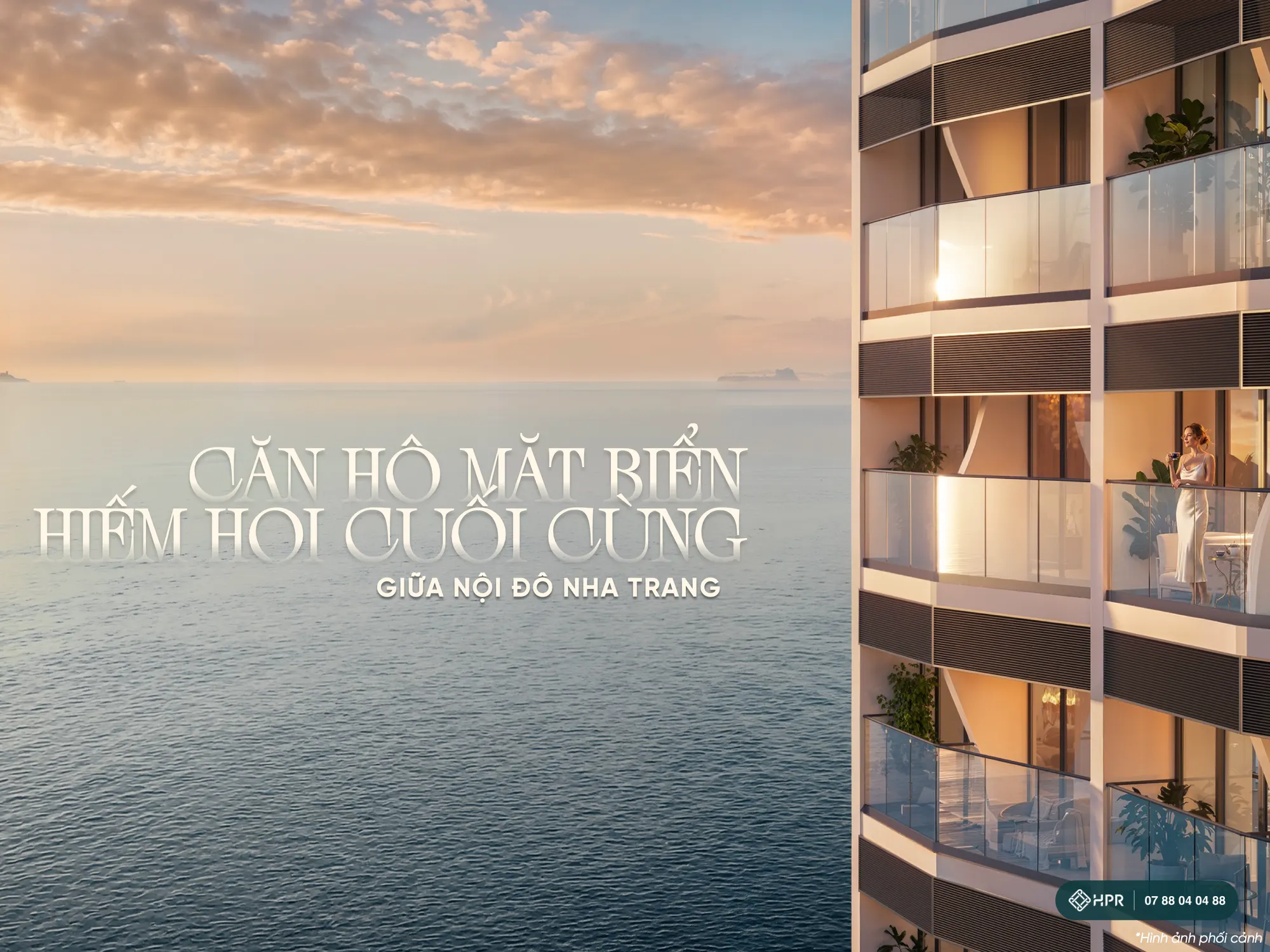 Phối cảnh căn hộ mặt biển Alora Nha Trang với ban công hướng vịnh Nha Trang