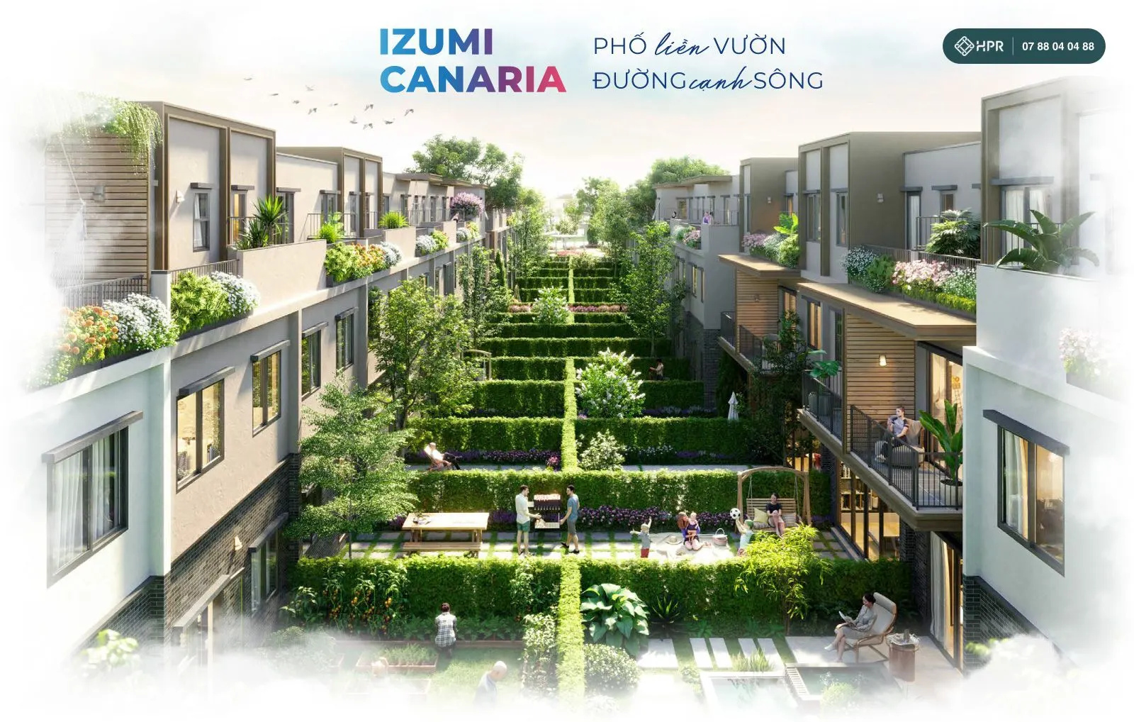 Phối cảnh nhà phố sân trước vườn sau tại Izumi City, Đồng Nai