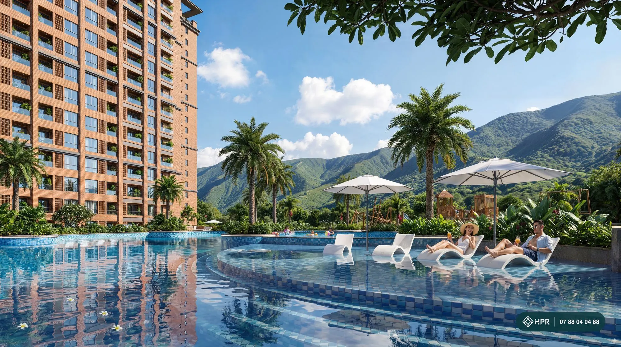 Hồ bơi trên sân tầng 3 tòa CH-02 Luvista Quy Nhơn