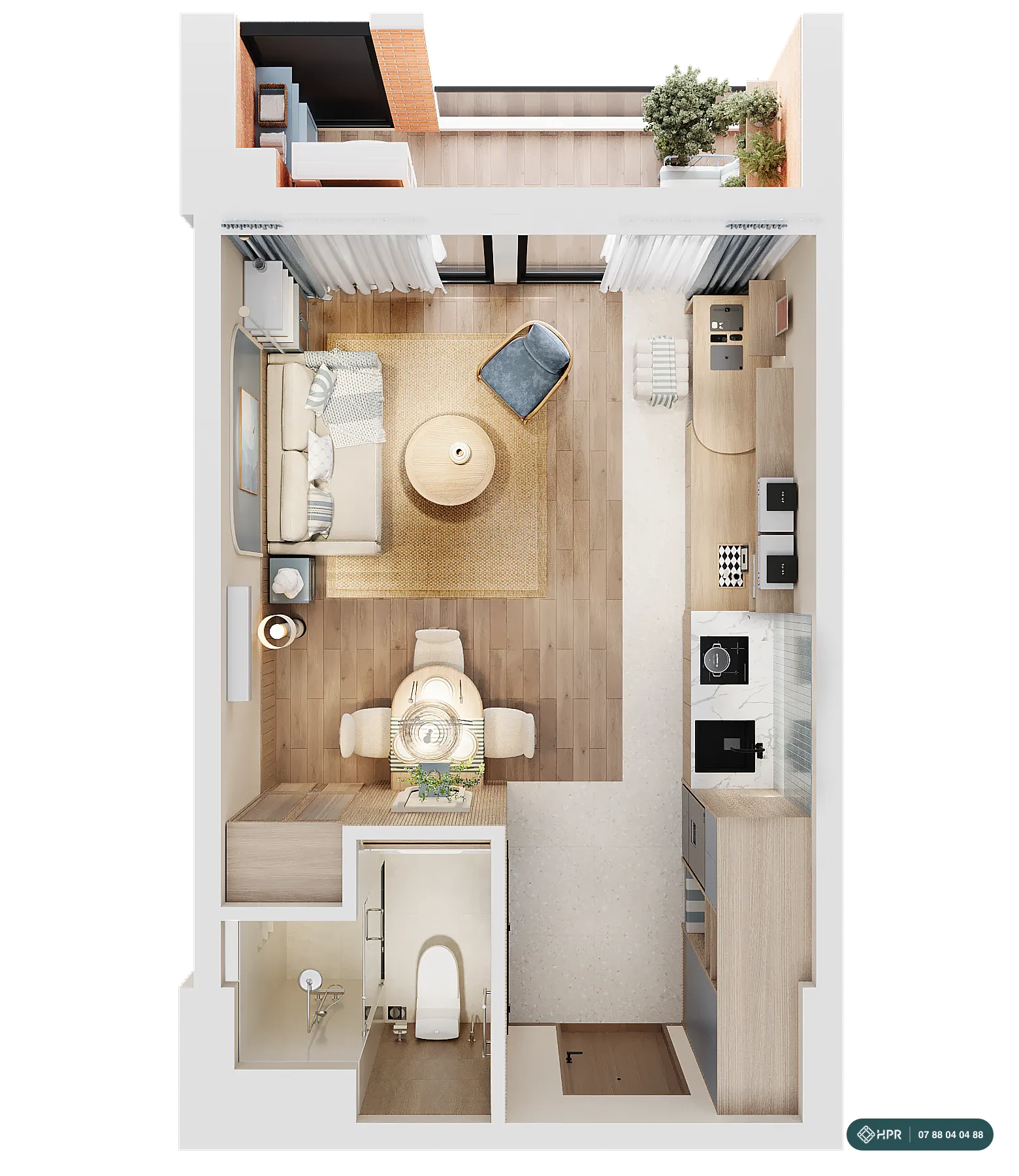 Mặt bằng nội thất căn studio Luvista Quy Nhơn