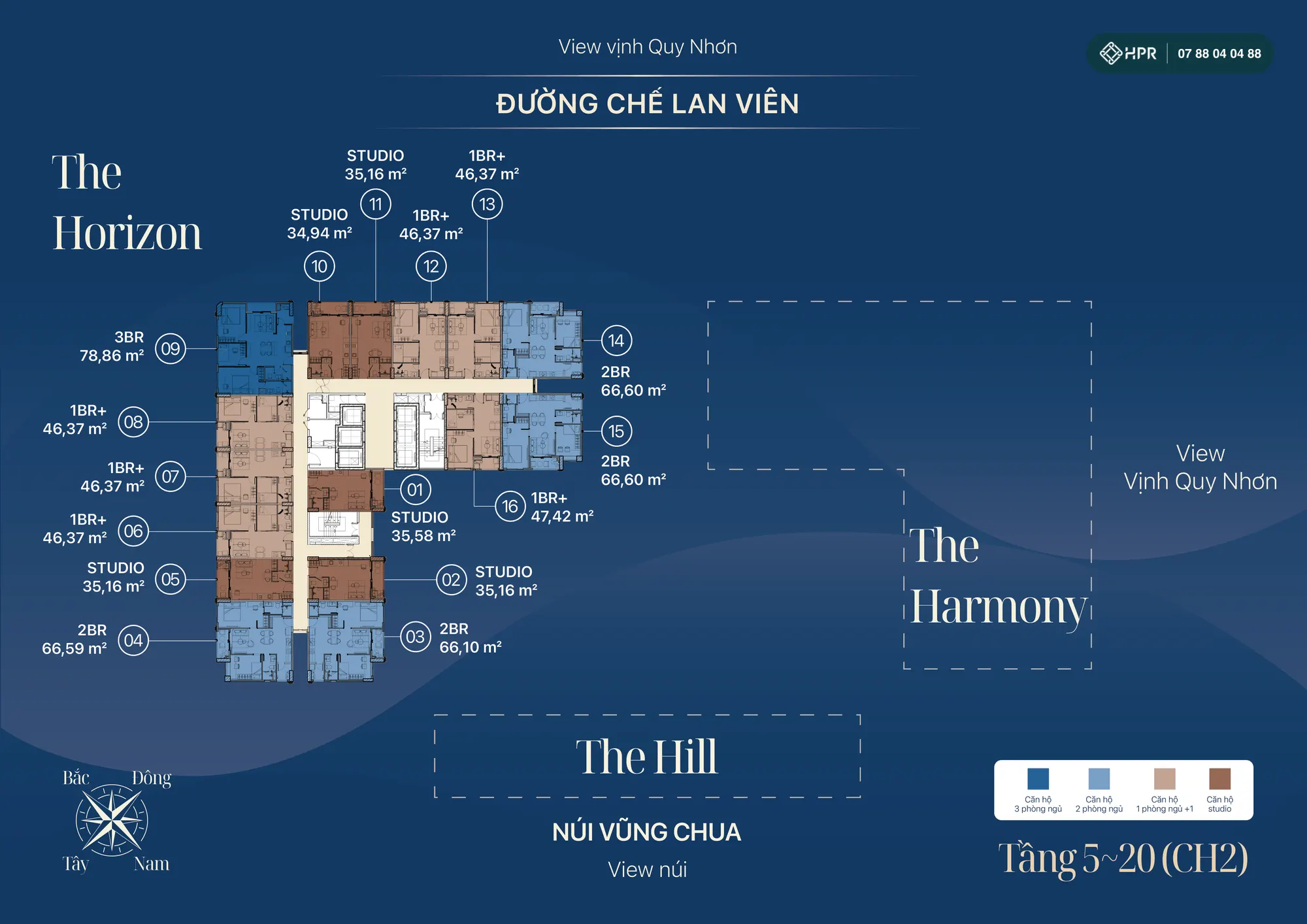 Mặt bằng tầng điển hình tháp The Horizon Luvista Quy Nhơn
