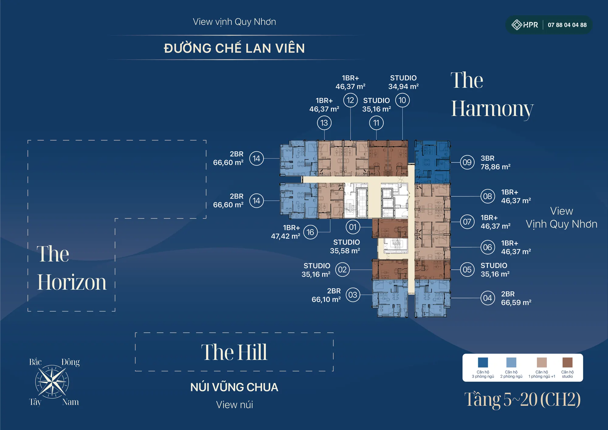 Mặt bằng tầng điển hình tháp The Harmony Luvista Quy Nhơn