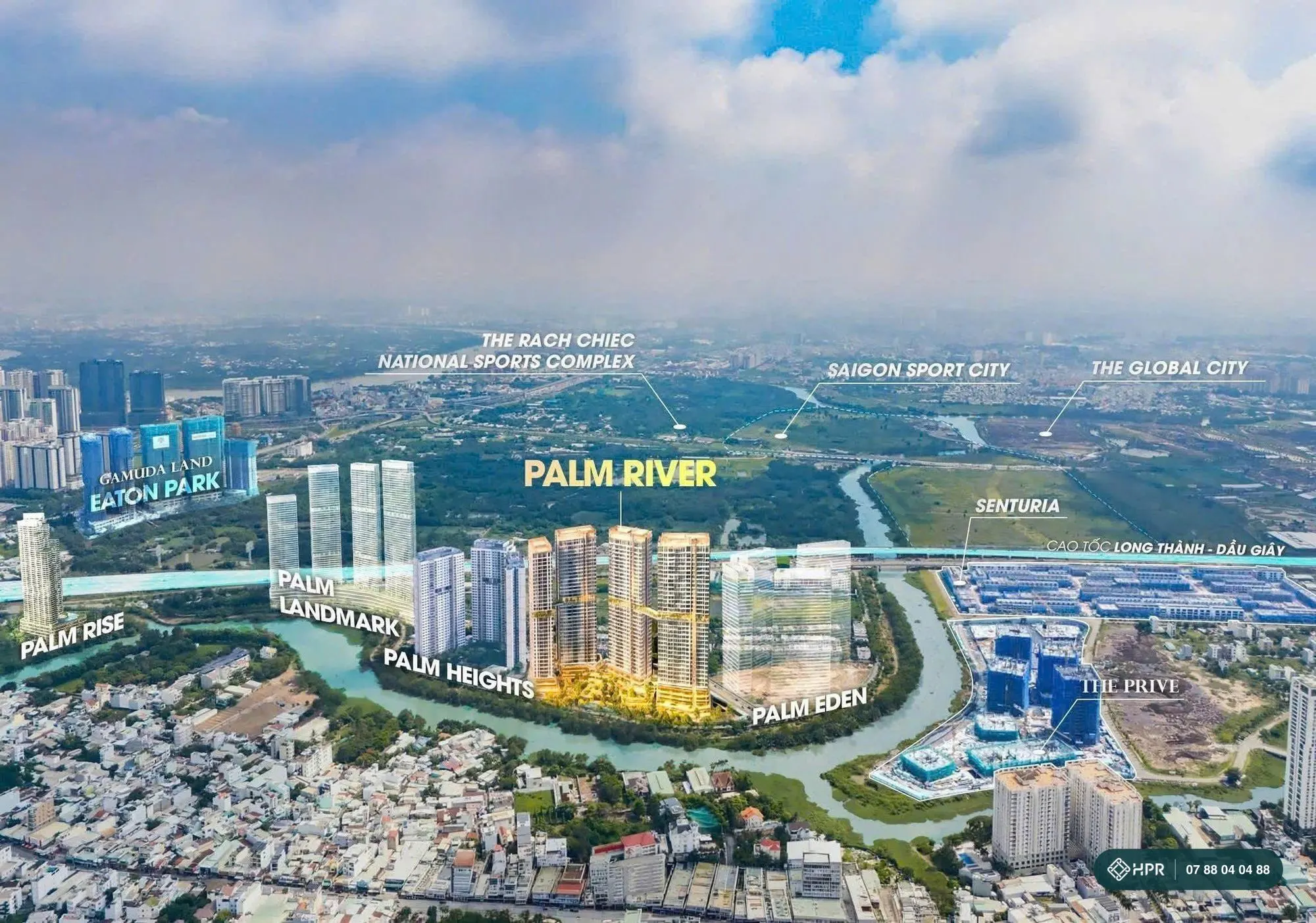 Phối cảnh vị trí phân khu Palm River giữa các phân khu của khu đô thị Palm City