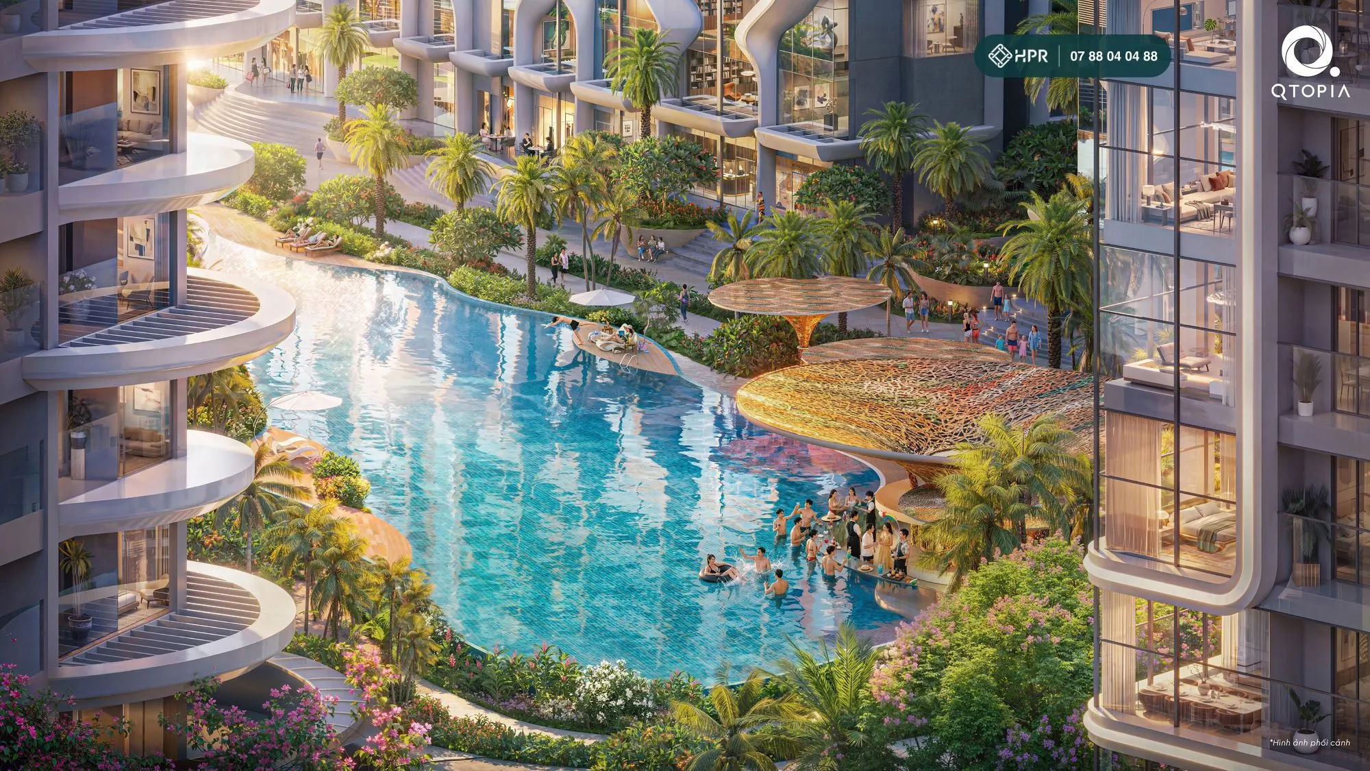 Бассейн Oasis в зоне Oasis Resort, Qtopia Phước Hải