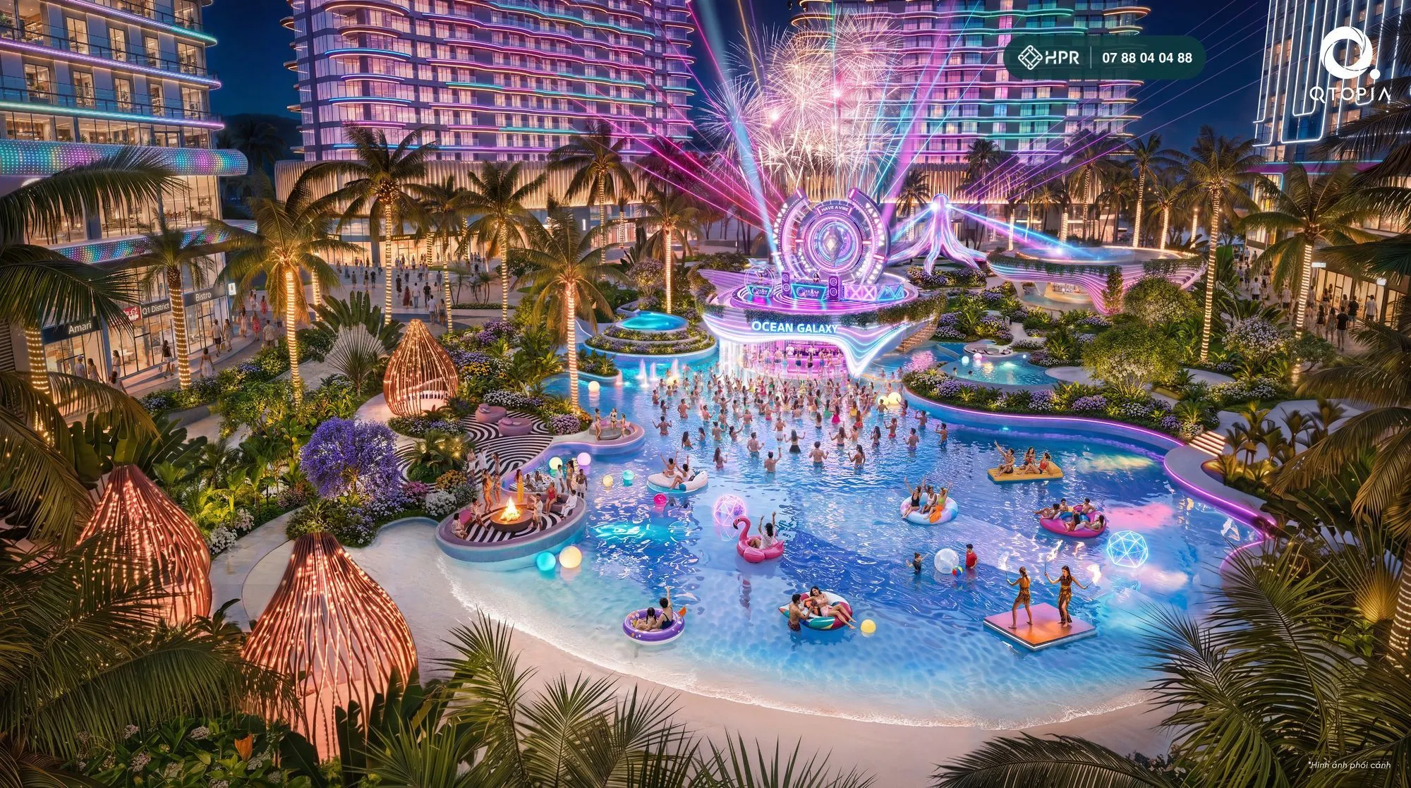 Бассейн Galaxy и DJ-площадка Ocean в Qtopia Phước Hải