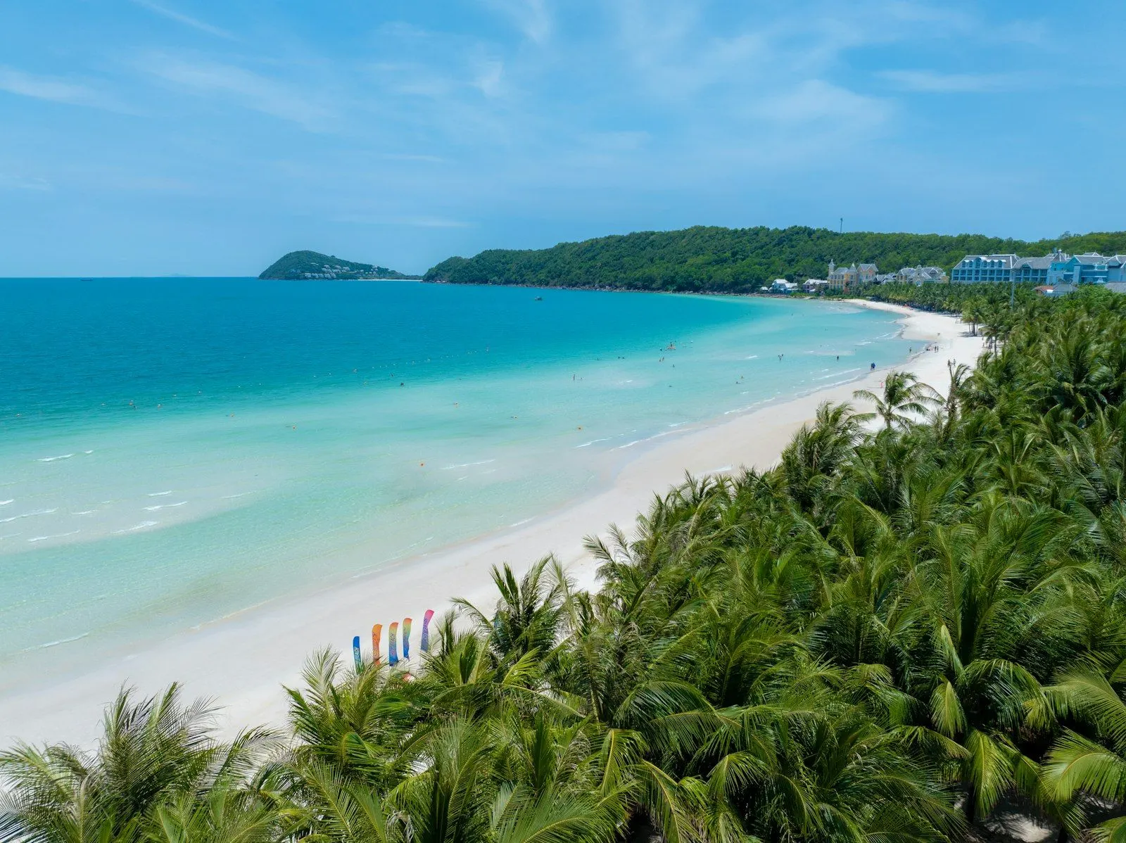 Bai Kem, Phu Quoc, with blue sea, white sand and coconut palms